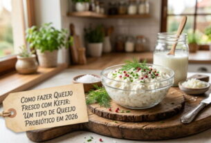 Queijo fresco de kefir caseiro com ervas e sementes de chia - Receita natural 2026