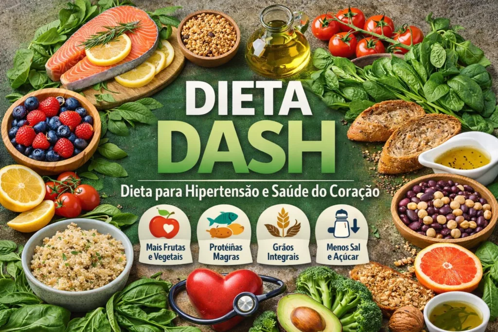 Dieta DASH: Como Baixar a Pressão Arterial com Alimentação Natural em 2026 Essa imagem Dieta Dash trata-se de um plano alimentar elaborado por pesquisas rigorosas patrocinadas pelo National Institutes of Health dos Estados Unidos.