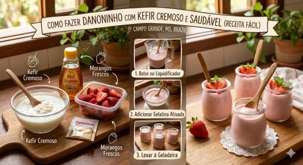 Como Fazer Danoninho com Kefir Cremoso