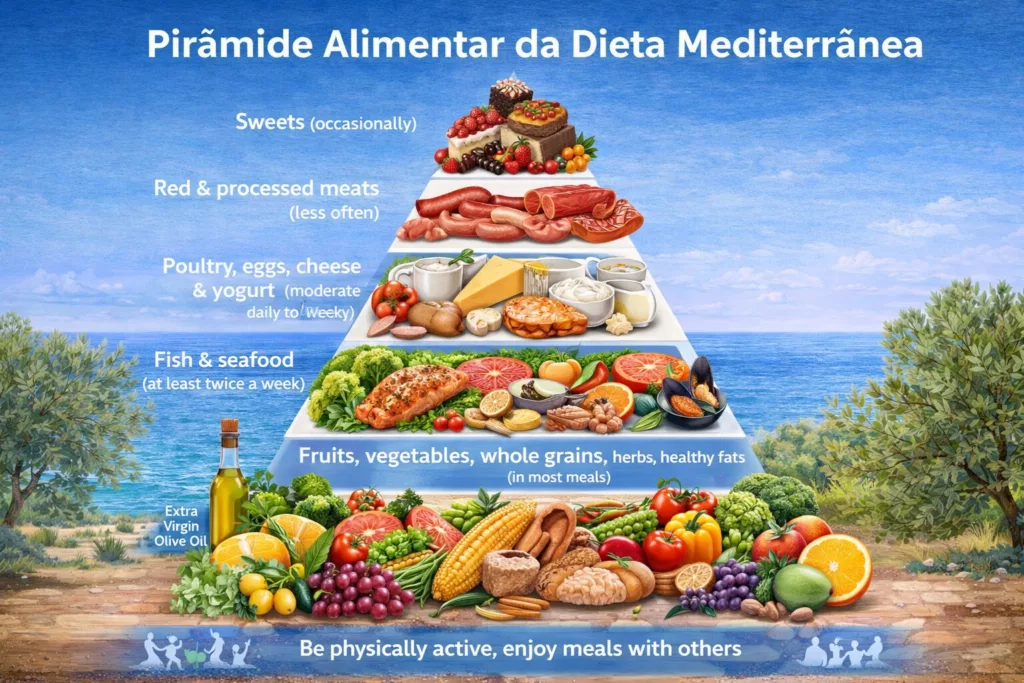Pirâmide Alimentar da Dieta Mediterrânea