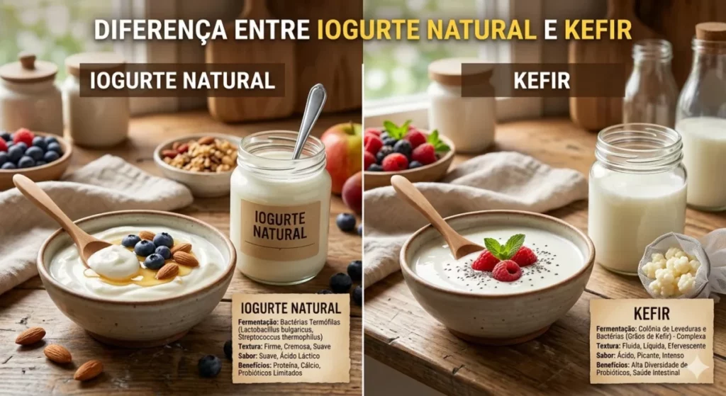 Qual a Diferença entre o Iogurte Natural e Iogurte de Kefir?