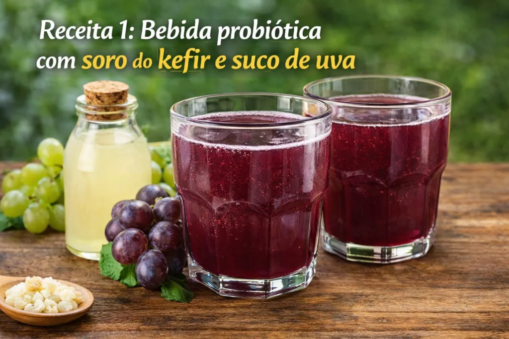 Refresco de soro de kefir de Uva