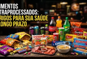 lista de alimentos e ingredientes químicos em embalagem de alimento ultraprocessado